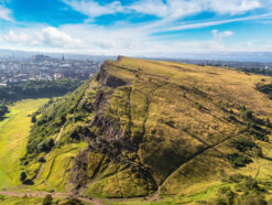View of Edinburgh on a sunny day over Arthur's Seat