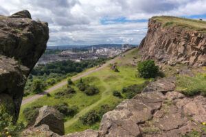 Rocks and cliffs at Arthurs Seat in Edinburgh