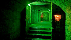 Underground vaults in Edinburgh, lit green