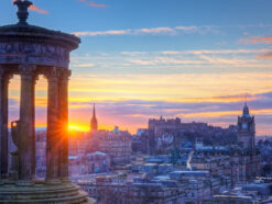 View of Edinburgh from Calton Hill at sunset
