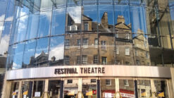 Glass front of Festival Theatre in Edinburgh