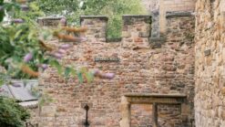 Old city walls tower on the Vennel Steps in Edinburgh