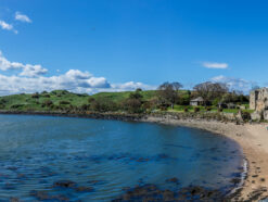 View of Incholm Abbey and Island near Edinburgh