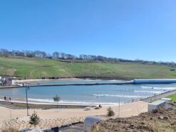 Wave pool in Edinburgh on a sunny day