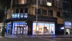 Cinema exterior at night in Edinburgh