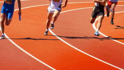Runners on track in stadium