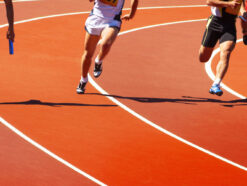 Runners on track in stadium