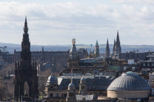 Skyline of Edinburgh with Scott Monument