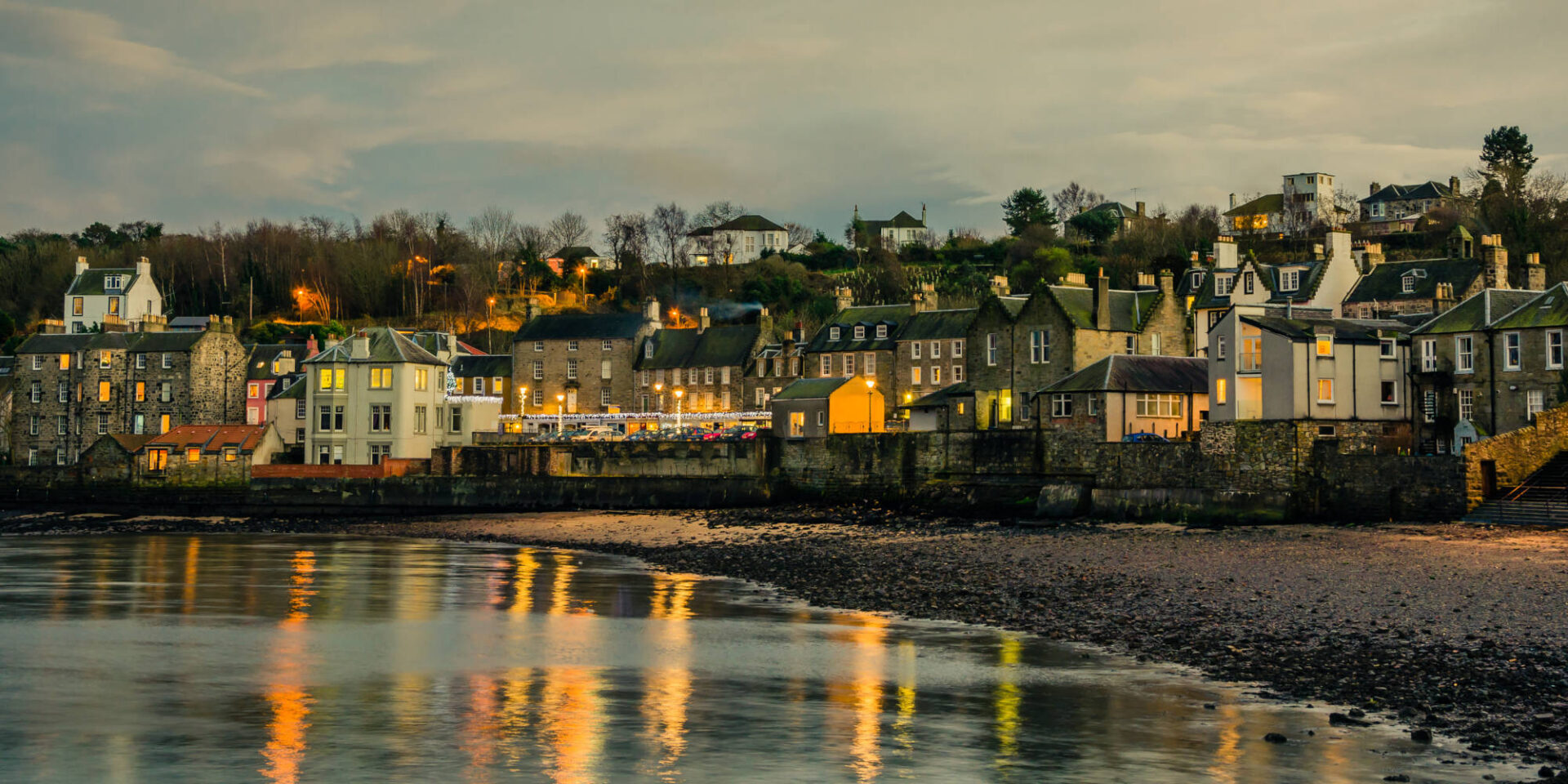 View of South Queensferry at dusk