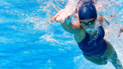 Swimmer in action from under the water