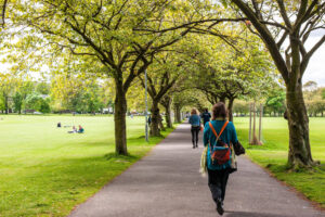 People walking along Middle Meadow Walk