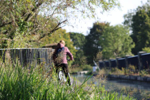 Cycling along the Union Canal Edinburgh