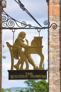 Sign outside the Writers Museum in Edinburgh